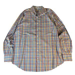 Peter Millar Checkered Plaid Multicolor The Memorial Long Sleeve Button Up Large